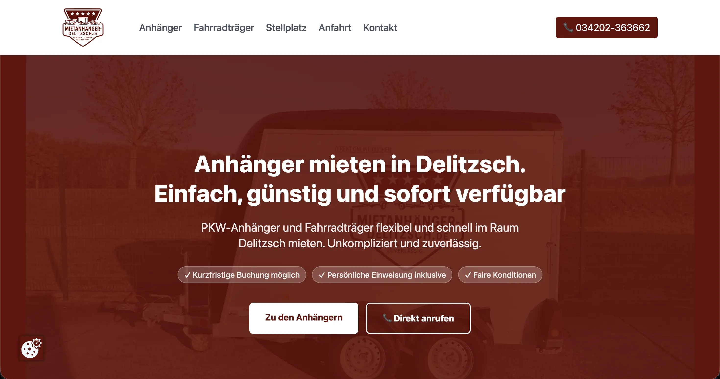 Mietanhänger Delitzsch Website Screenshot