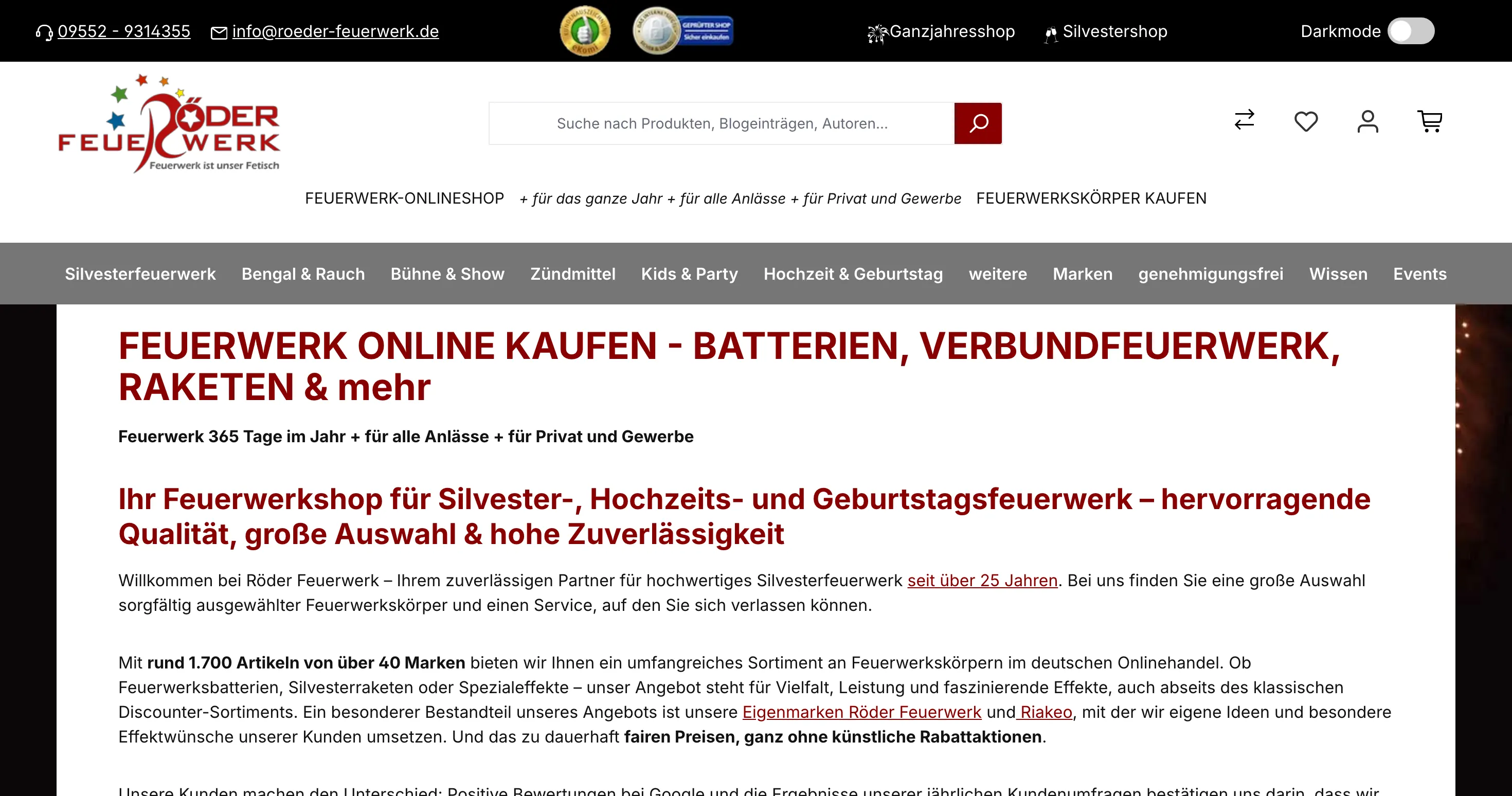 Röder Feuerwerk Shopware 6 Shop