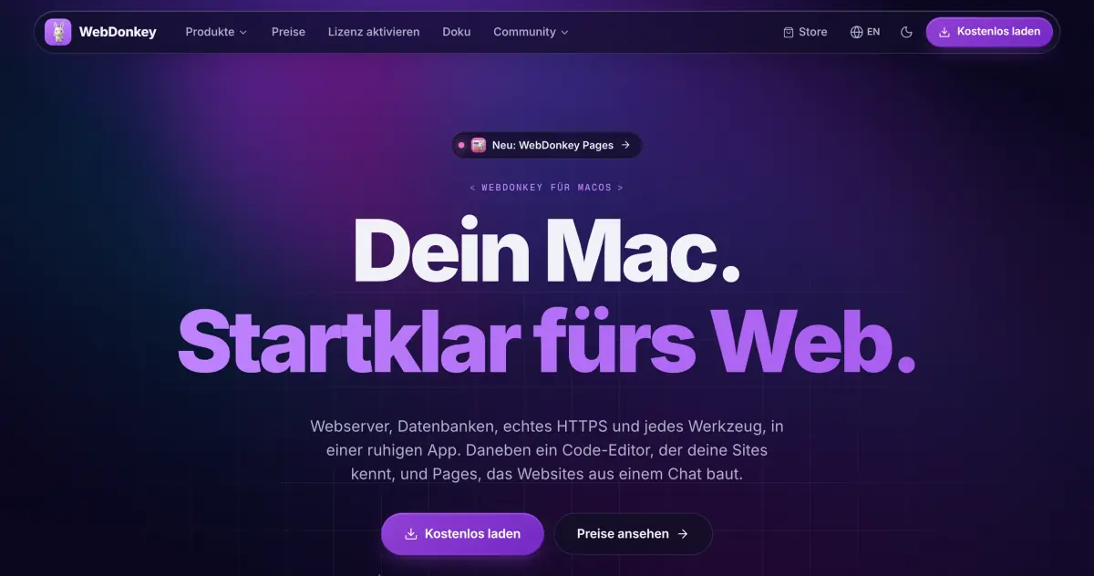 Startseite von webdonkey.io