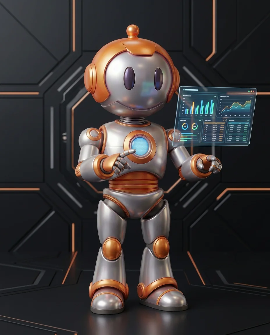 Robot hält einen Datei-Stack der in kleinere Segmente aufgeteilt wird