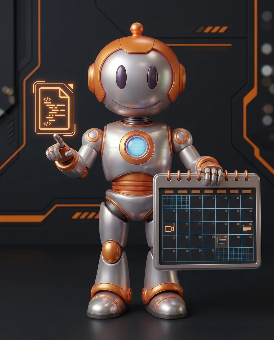 Robot analysiert ein Balkendiagramm der Content-Bewertung einer Website