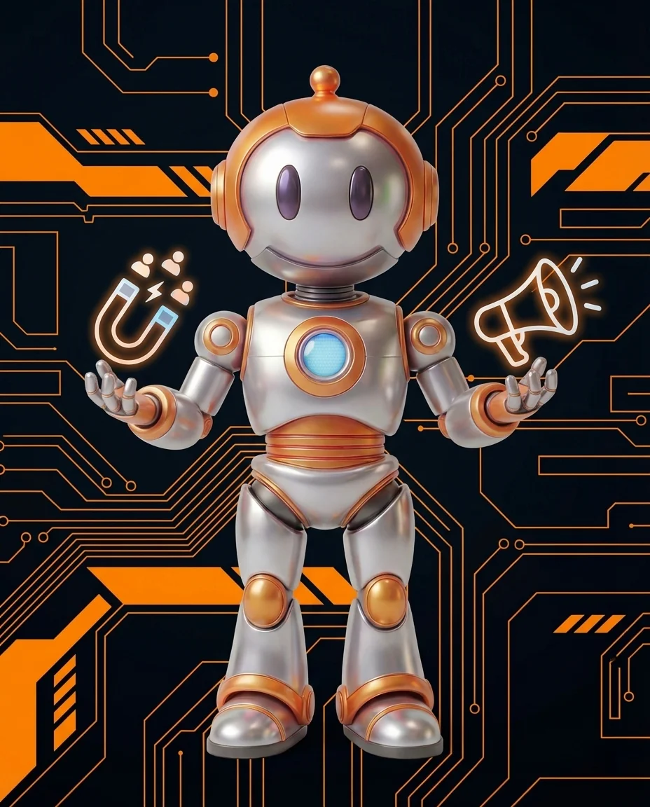 Roboter erklärt Unterschied zwischen Content-Marketing und klassischer Werbung