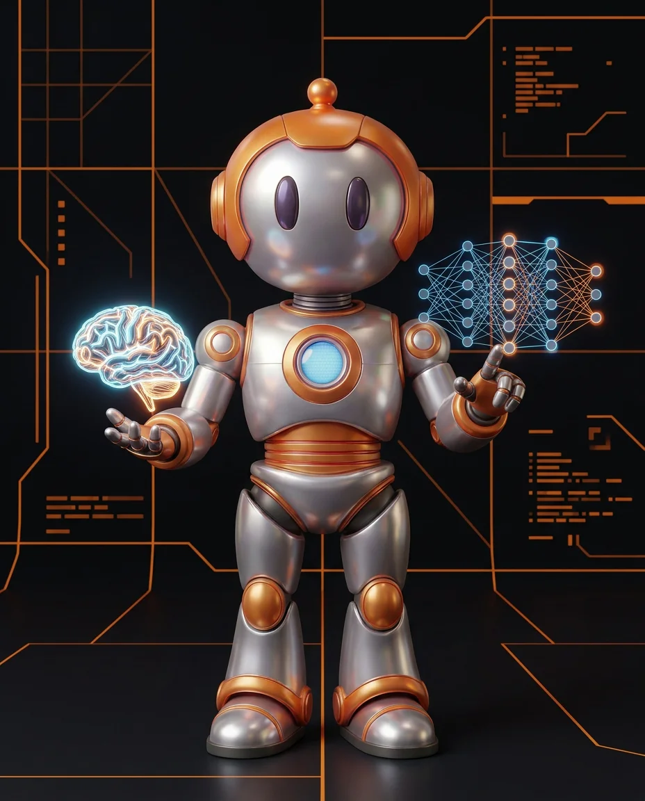 Robot prüft Datei-Karten und sortiert sie mit grünem Haken oder rotem Kreuz