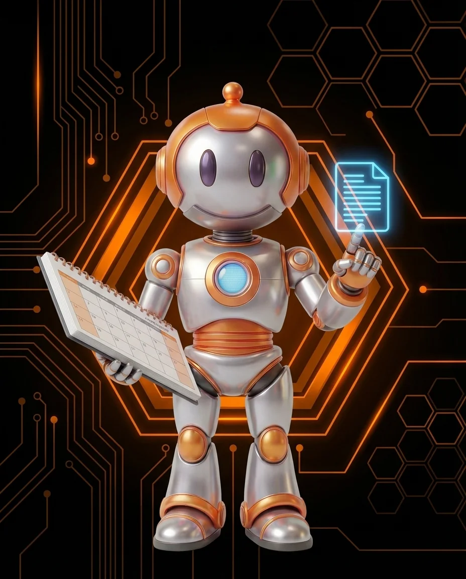 Robot zeigt auf den wichtigsten Artikel in einer Content-Architektur