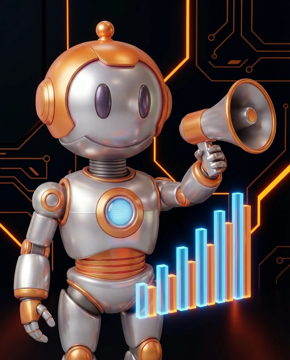 Robot zeigt auf ein Datenfluss-Diagramm einer Customer Data Platform