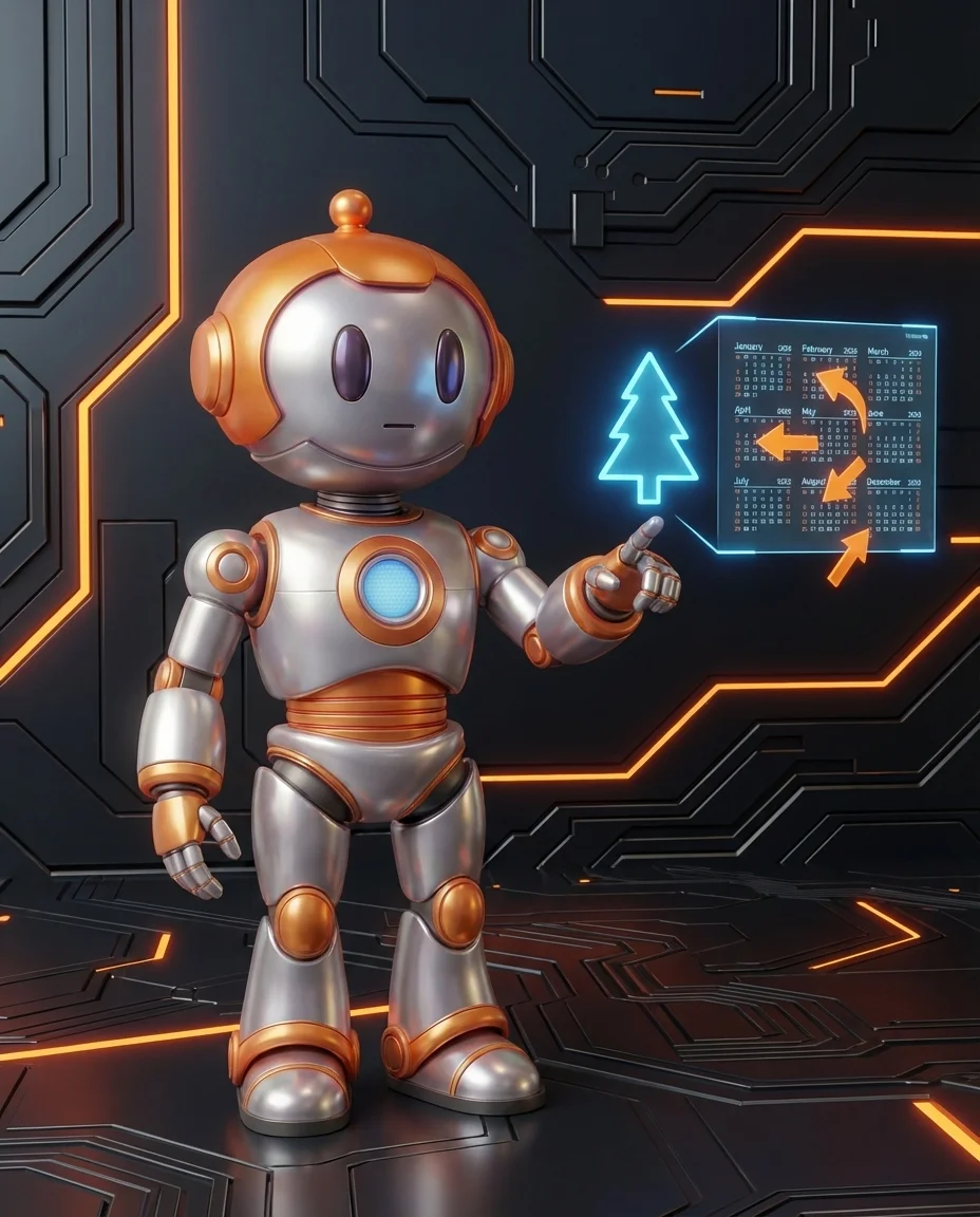 Robot zeigt auf einen Blogartikel der dauerhaft Traffic bringt