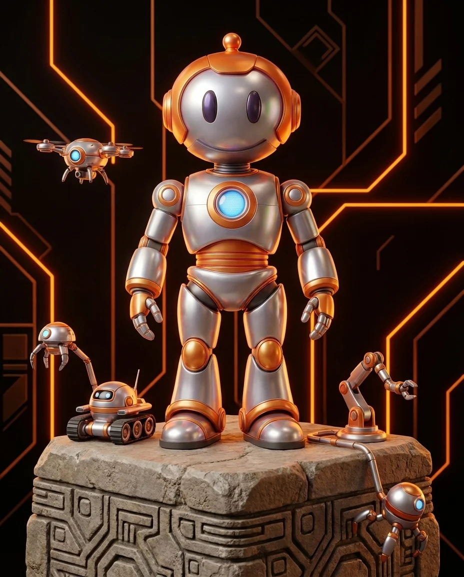 BD-Robot auf Fundament stehend – Foundation Model Grundlagenmodell