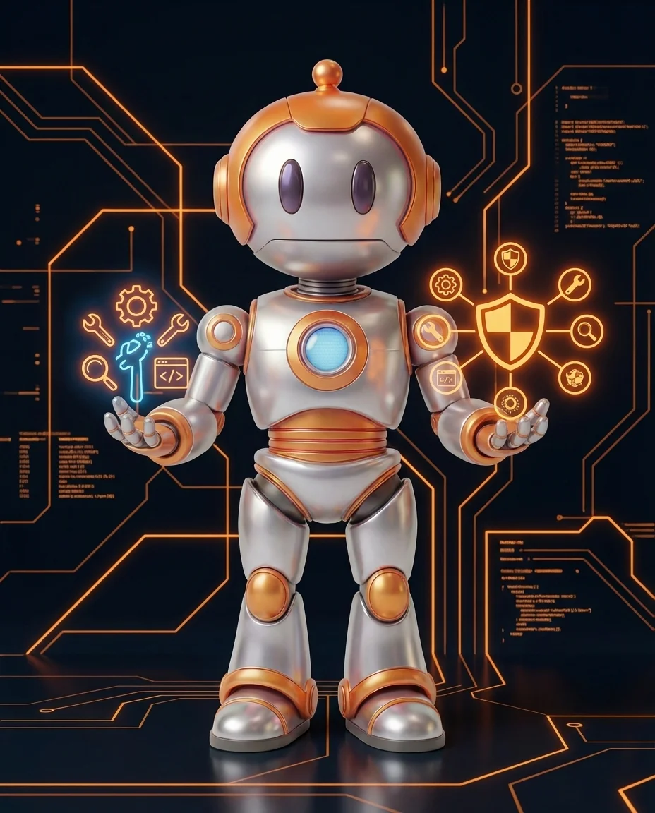 Roboter koordiniert verschiedene digitale Fachbereiche als Full-Service-Agentur