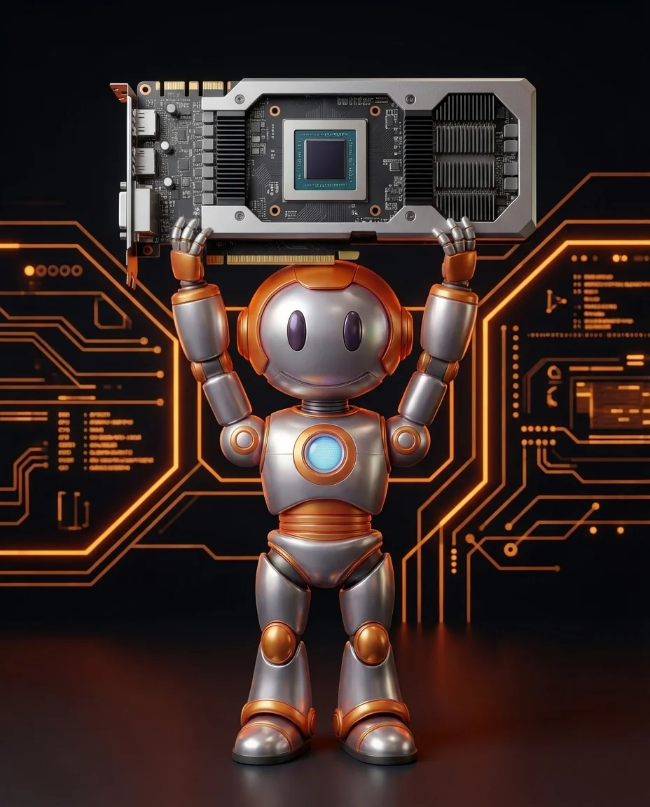 BD-Robot mit GPU-Chip – Grafikkarte KI-Training erklärt