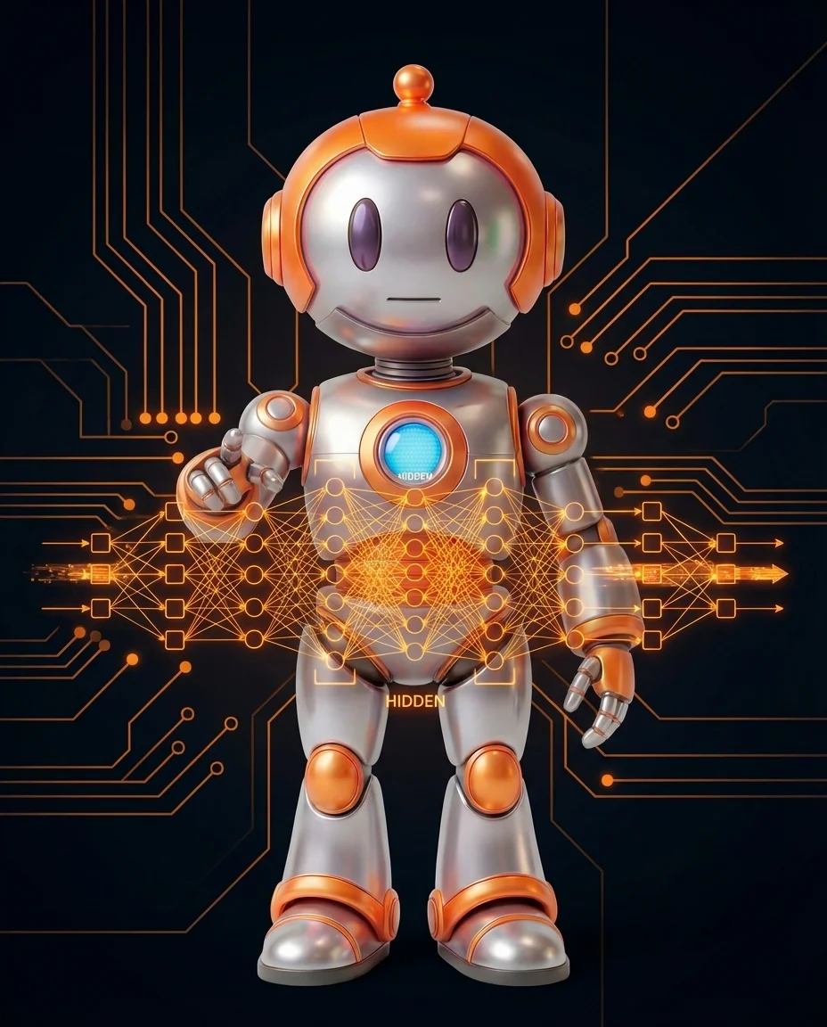 BD-Robot zeigt Netzwerkschichten – Hidden Layer neuronales Netz