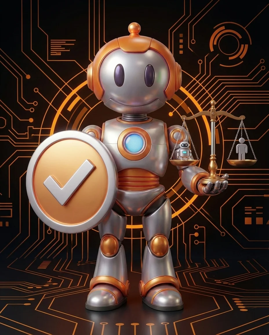 BD-Robot mit Schild – KI-Alignment Sicherheit erklärt