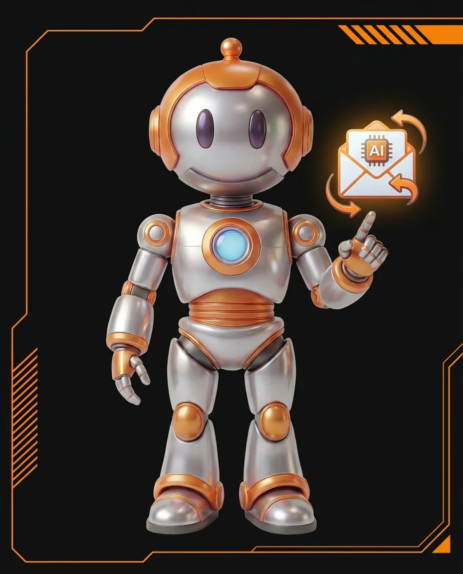 Roboter beantwortet automatisch E-Mails an Computer mit KI-Unterstützung