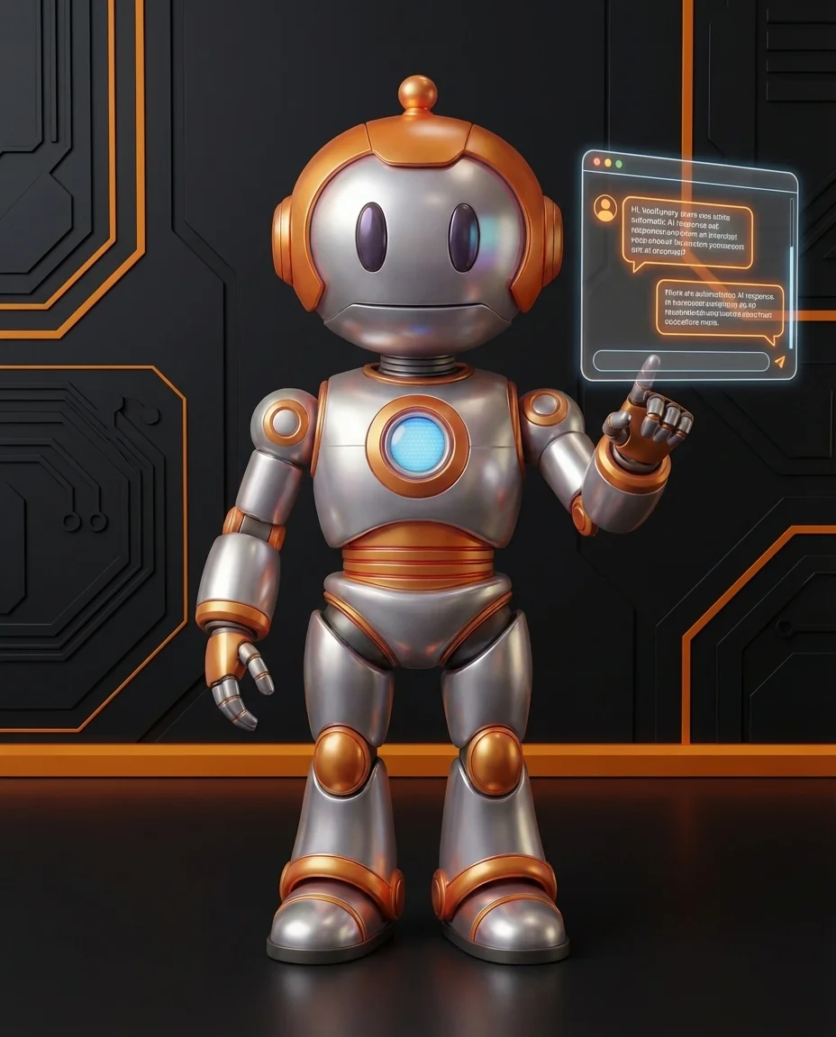 Roboter bedient Kundenservice-Chat mit KI-Unterstützung