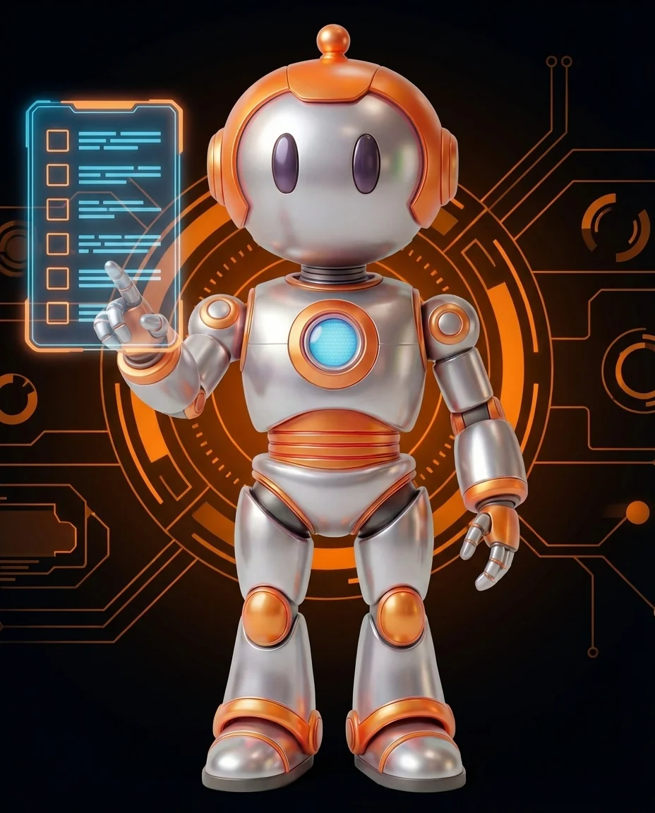 Roboter startet KI-Pilotprojekt im Unternehmen mit Rakete und Plan