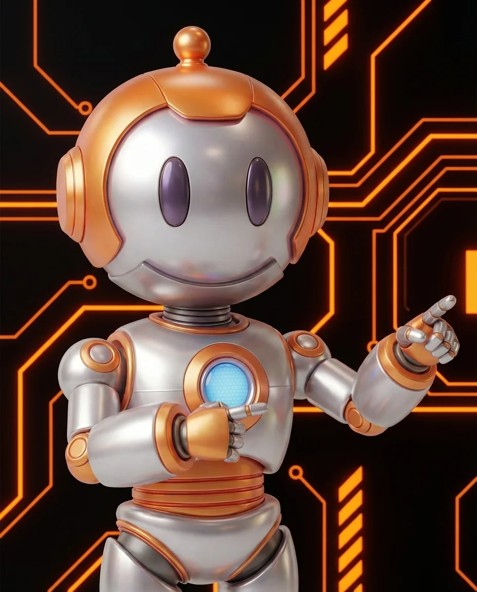 Robot zeigt auf priorisierte Maßnahmenliste mit Impact-Aufwand-Matrix