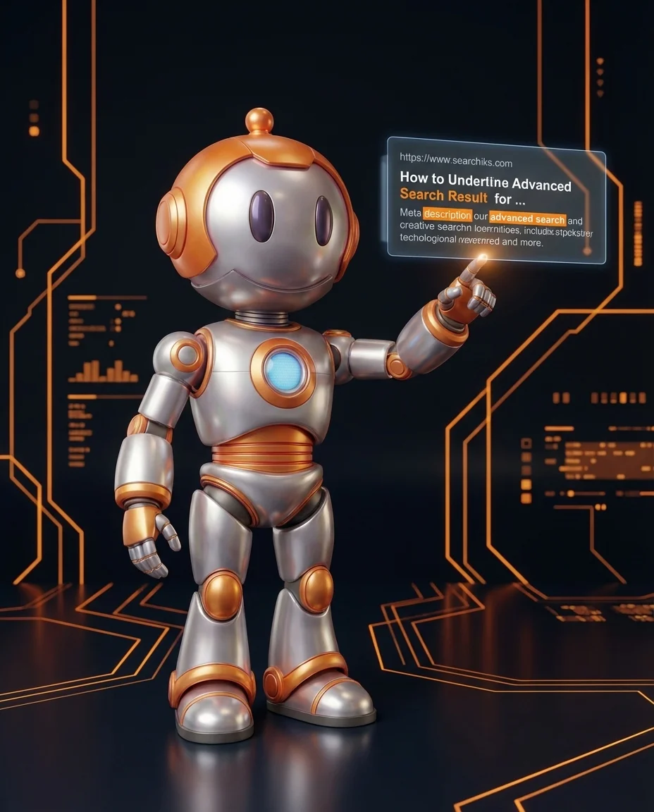 Roboter schreibt optimierte Meta-Description für Suchergebnisse