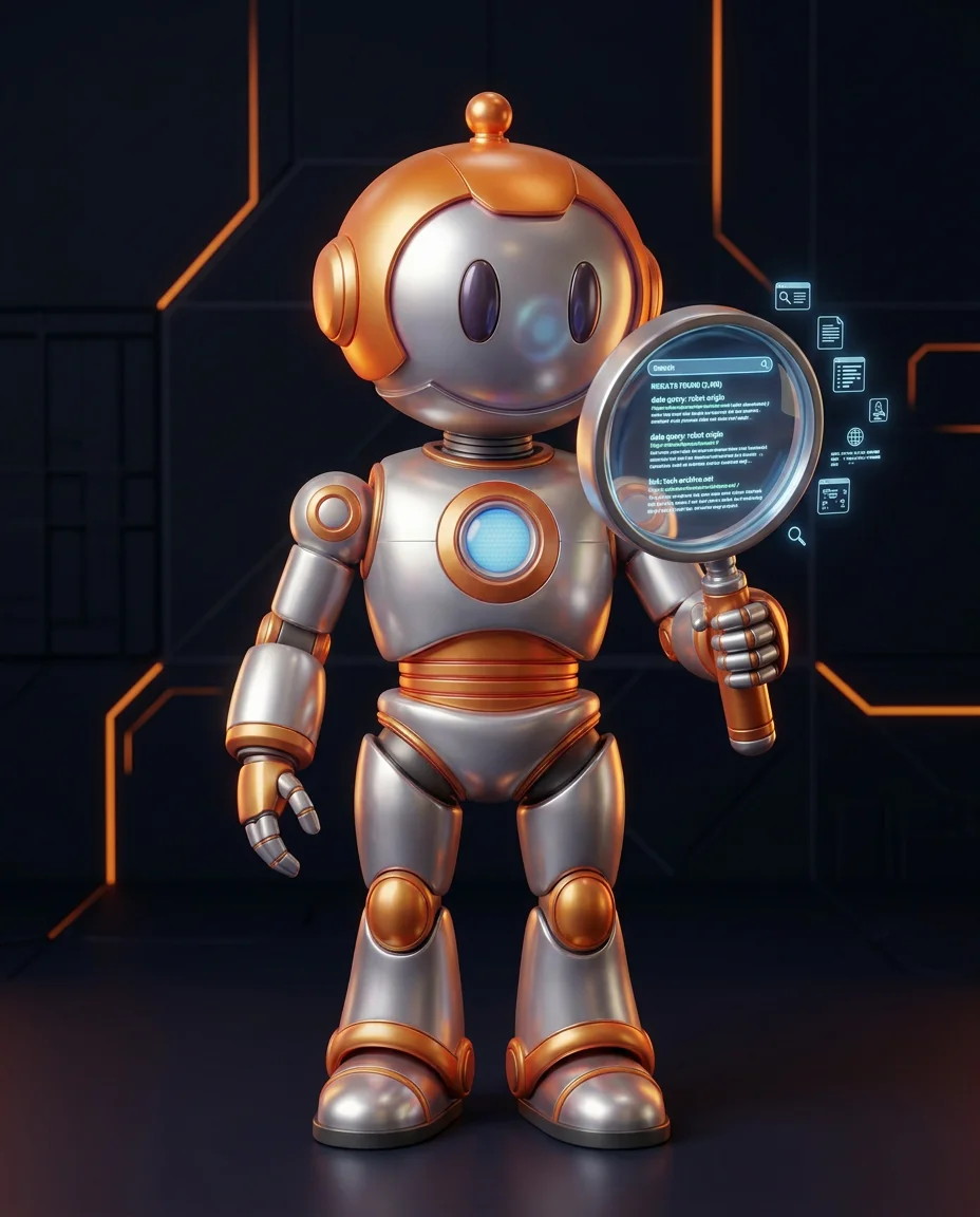 Robot hält zwei Links gegenüber: einen mit Nofollow-Label und einen ohne