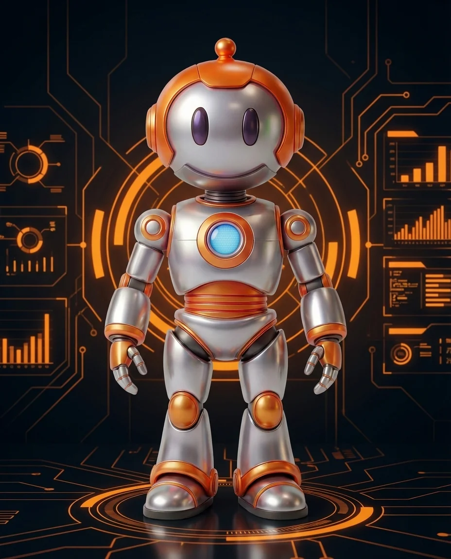 Robot überwacht Dashboard nach Website-Launch für Post-Launch-Support