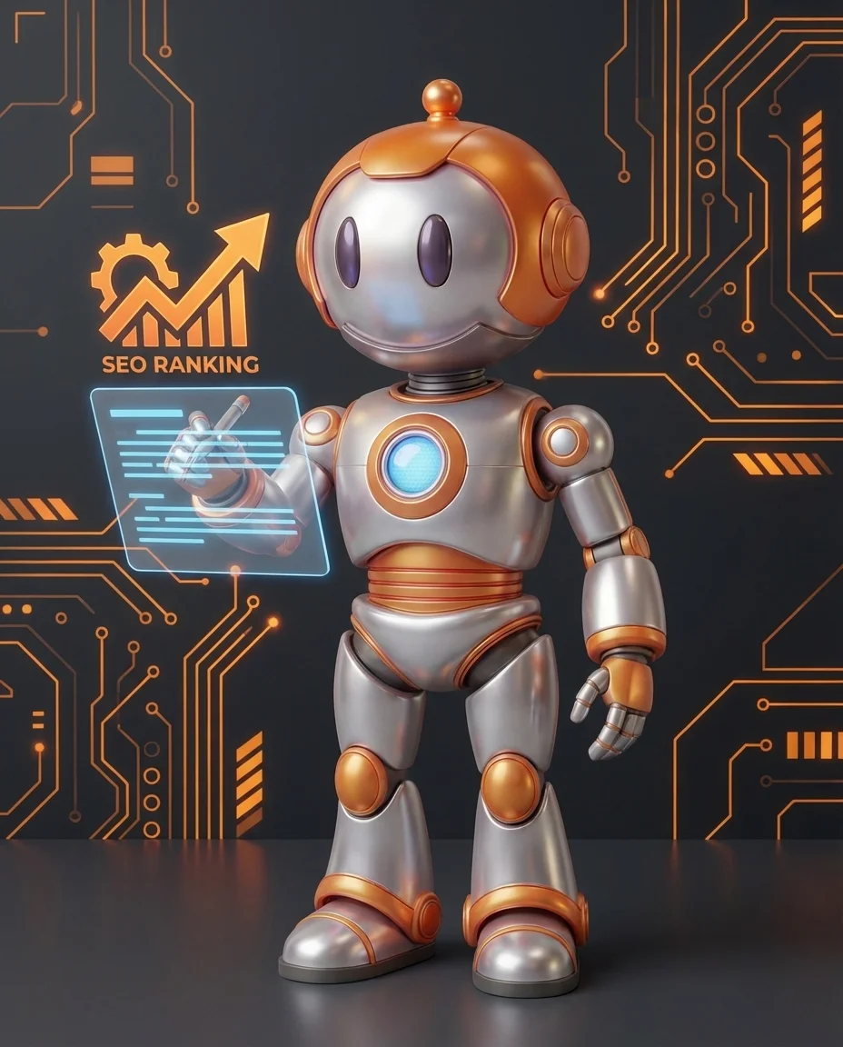 Roboter schreibt SEO-optimierte Produktbeschreibung für Online-Shop