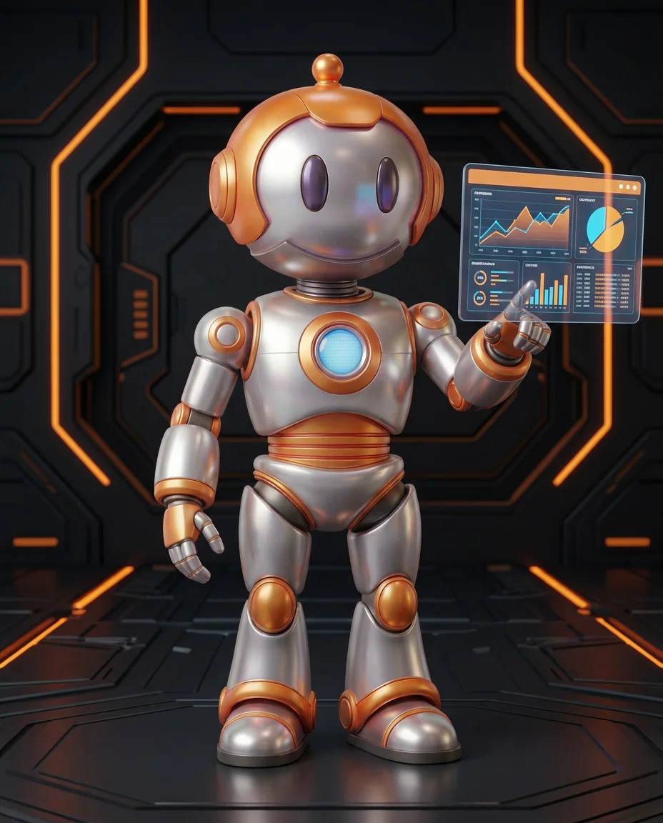 Robot hält Datei-Stack und zieht einzelne relevante Dokumente daraus hervor