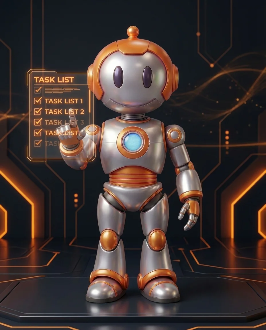 Robot erklärt Daily Standup Meeting-Format für agile Teams