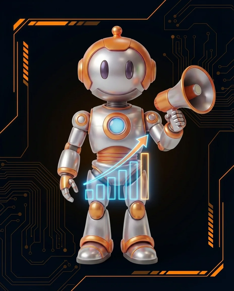 Robot zeigt auf verschiedene Touchpoints entlang der Customer Journey