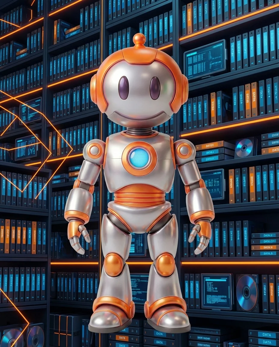 BD-Robot mit Datenstapeln zum Lernen – Trainingsdaten KI