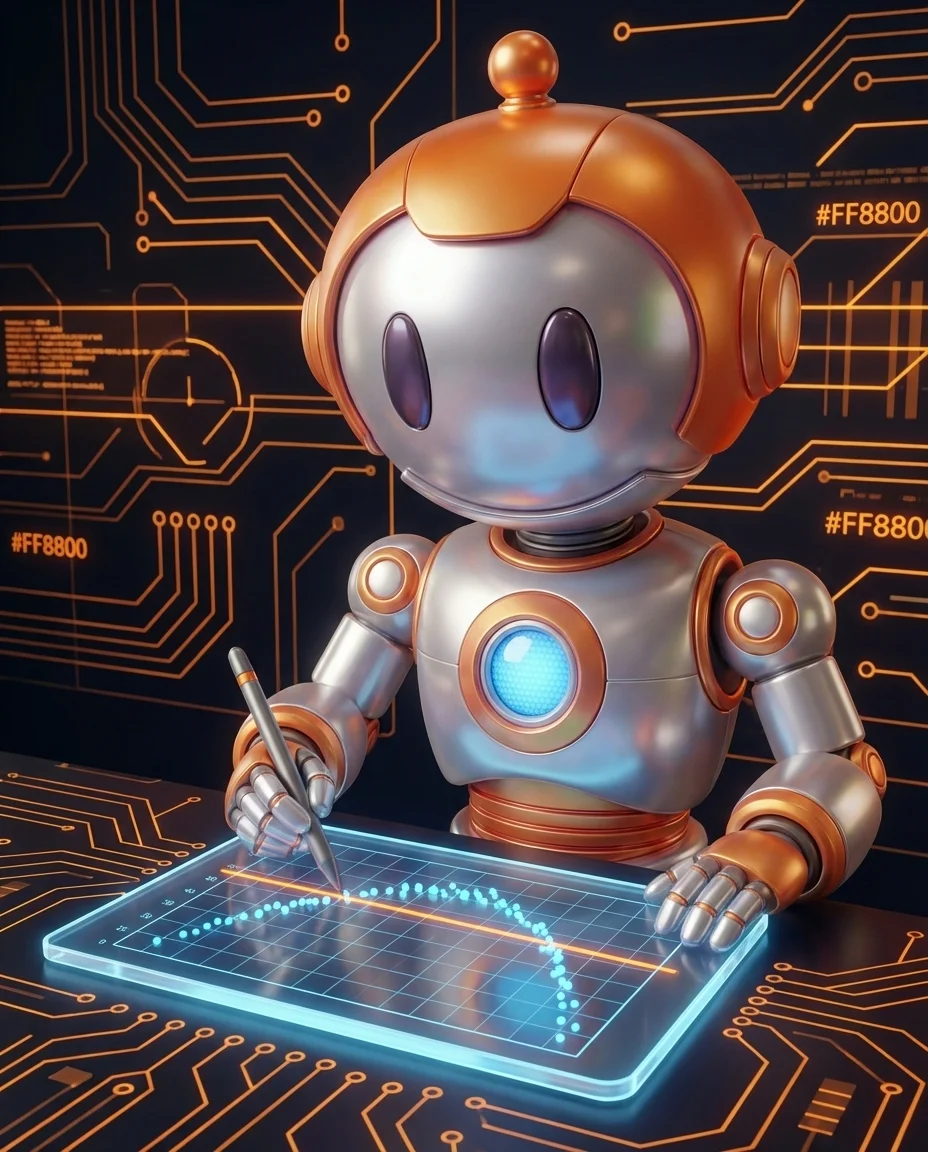 BD-Robot vor flacher Kurve – Underfitting KI-Modell