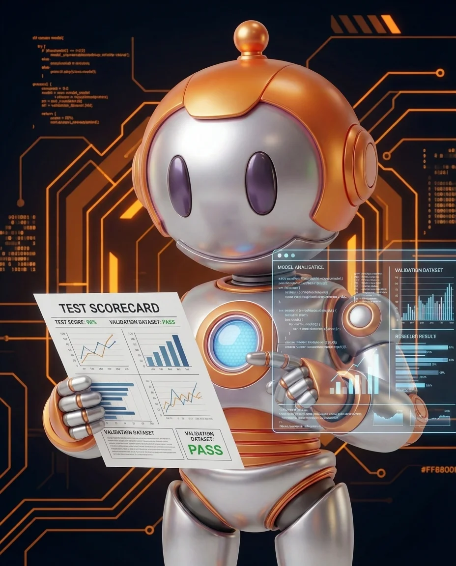 BD-Robot prüft Modell mit Validierungsdaten – KI Training