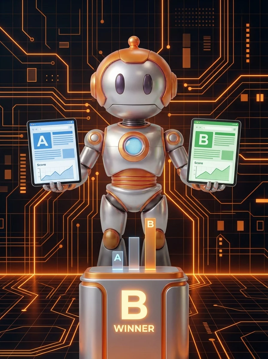 BD-Roboter vergleicht zwei Varianten A und B einer Website-Seite für A/B-Test