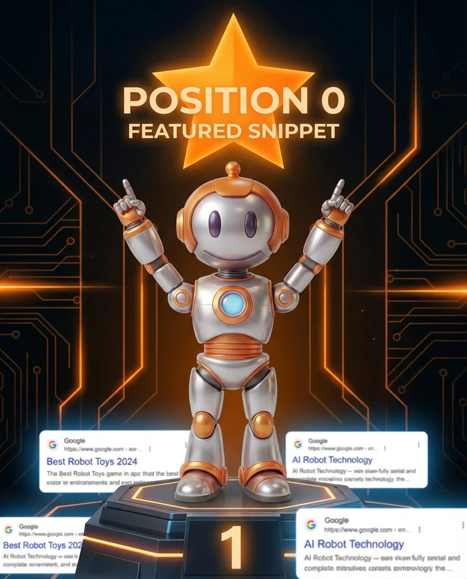 BD-Roboter zeigt auf Position-0-Ergebnis in Google Suchergebnissen