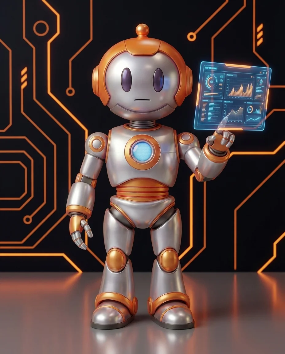 Robot zeigt auf internationale Sprachversionen einer Website mit Hreflang-Tags