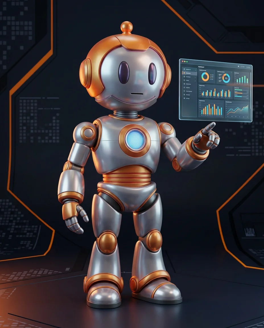 Robot zeigt auf Retry-Diagramm mit gescheitertem Versuch, Wartezeit und erneutem Versuch