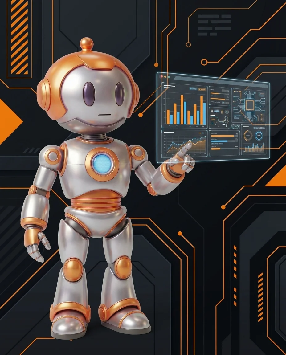 Robot zeigt auf Fehlerdiagramm mit Soft-404 Statuscode-Unterschied