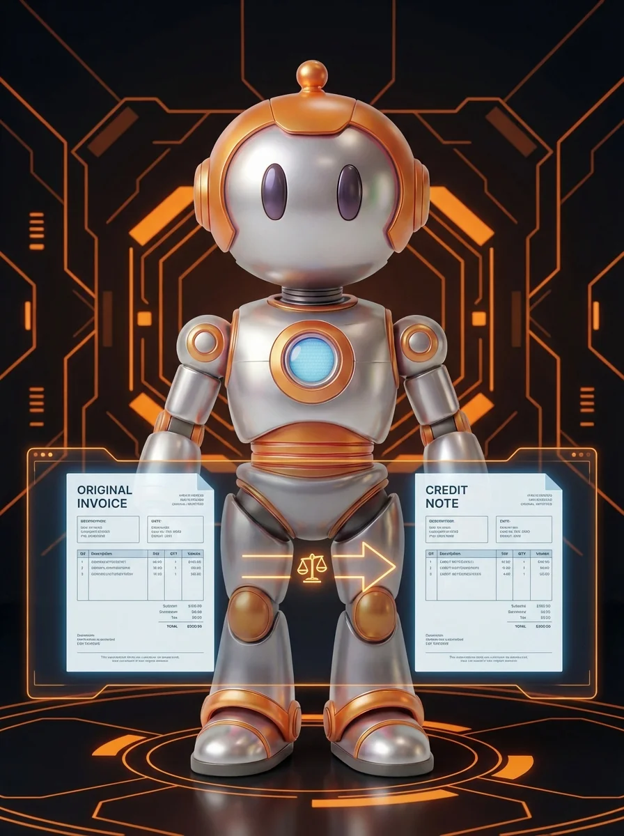 BD-Roboter erstellt Gutschrift als Rechnungskorrektur im ERP-System