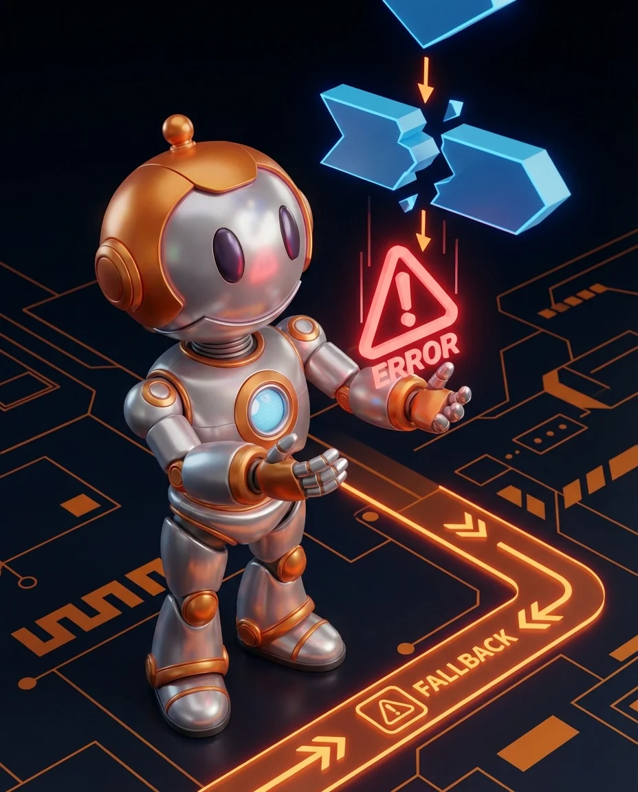 BD-Roboter fängt Fehler-Warnzeichen auf und leitet zum Fallback-Weg um