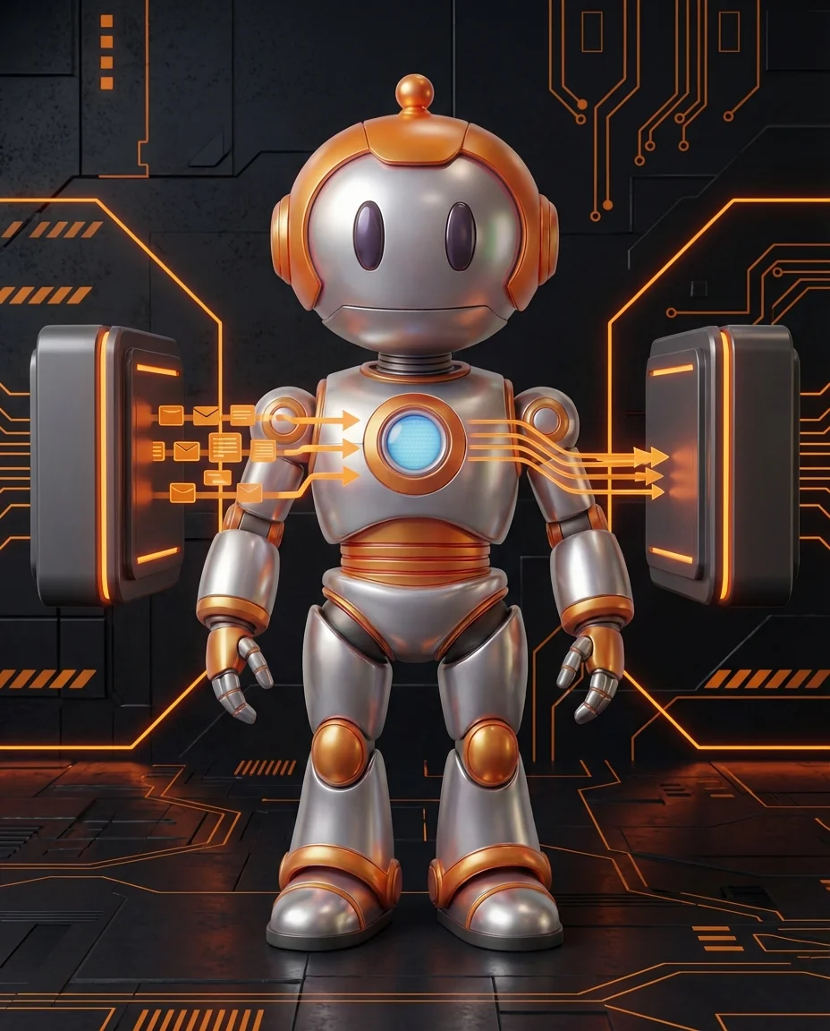 BD-Roboter steht als Middleware zwischen zwei Systemen und regelt den Datenaustausch