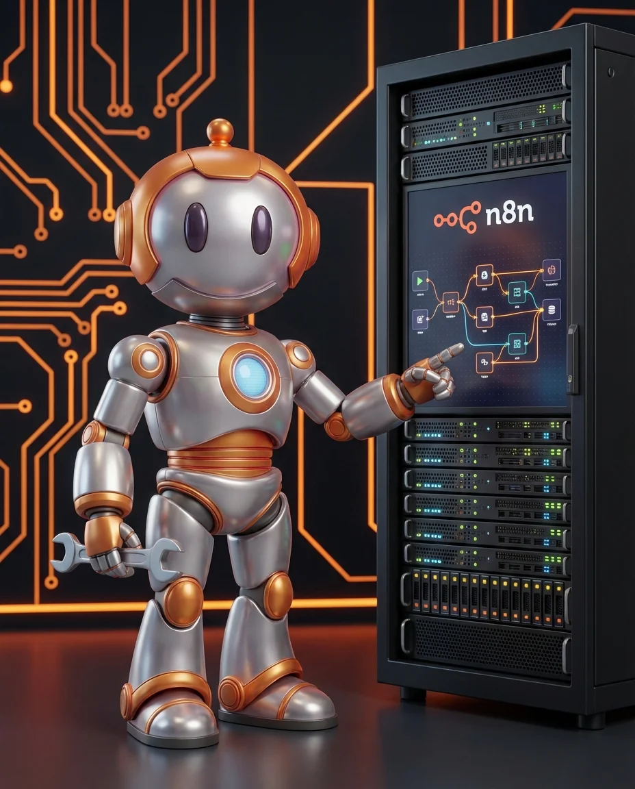 BD-Roboter konfiguriert n8n Open-Source-Workflow auf eigenem Server