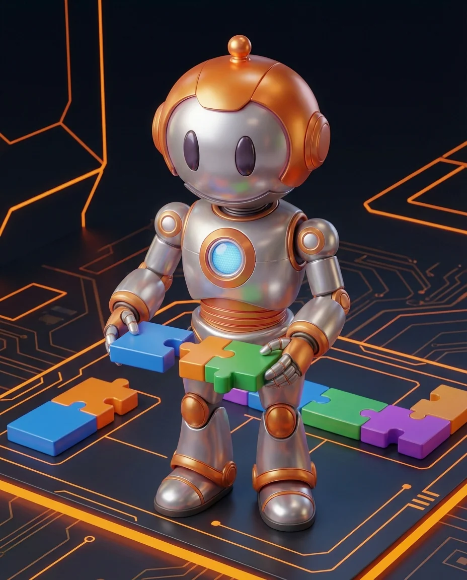 BD-Roboter baut Workflow visuell mit No-Code-Bausteinen zusammen