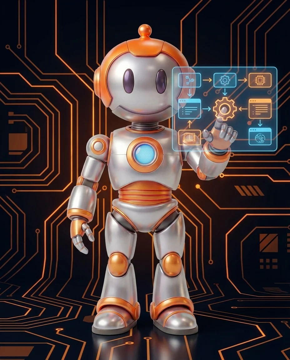 Robot zeigt auf API-Anfragen-Diagramm mit Limit-Grenze und Blockierungs-Hinweis