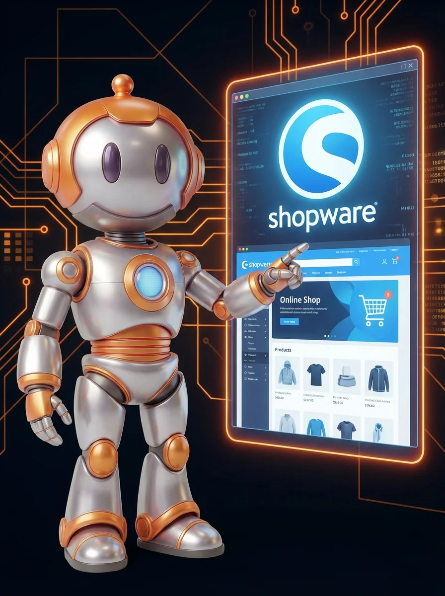 BD-Roboter präsentiert Shopware-Onlineshop auf Desktop und Smartphone