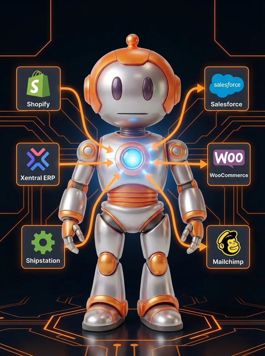 BD-Roboter verbindet Drittsysteme mit Xentral Connect No-Code Plattform