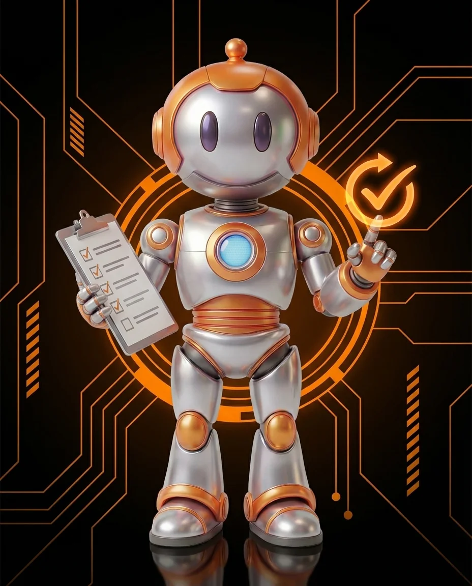 BD-Roboter arbeitet konzentriert an Korrekturen und Nachbesserungen