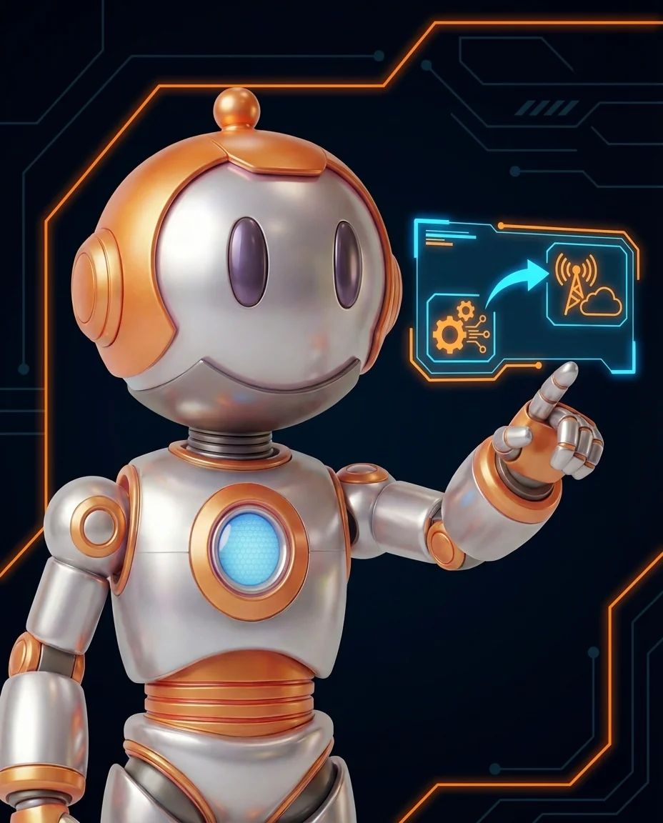 Roboter erklärt Webhook-Datenfluss zwischen zwei Systemen