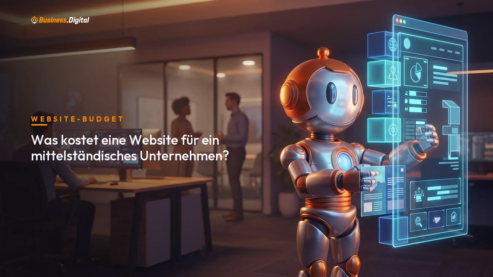 Roboter baut eine Website aus Modulblöcken bis zum Portal – Website-Kosten im Mittelstand