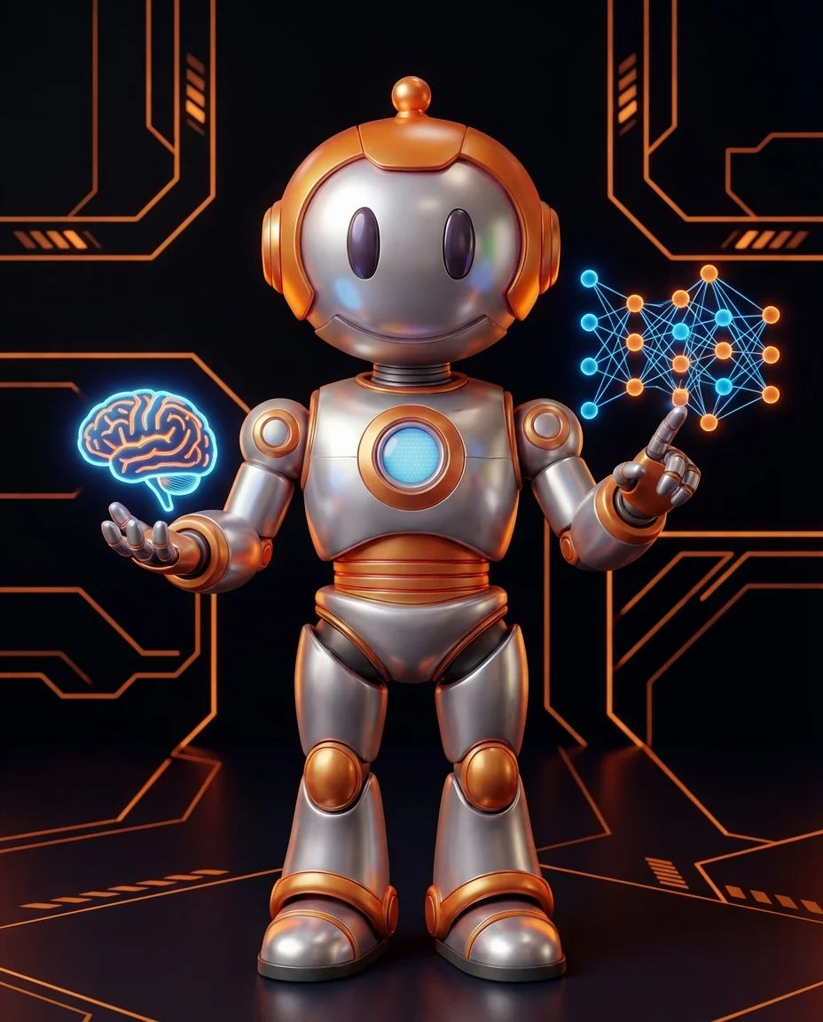 Robot zeigt auf leere Tafel und beginnt direkt mit der Aufgabe ohne Vorlage