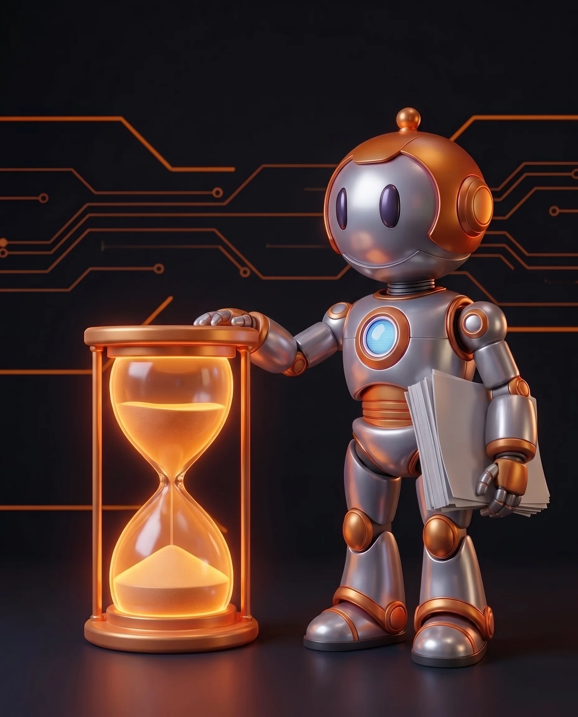Roboter und Unternehmer sortieren gemeinsam Aufgabenkarten, Sinnbild Aufwand Auftraggeber Softwareprojekt
