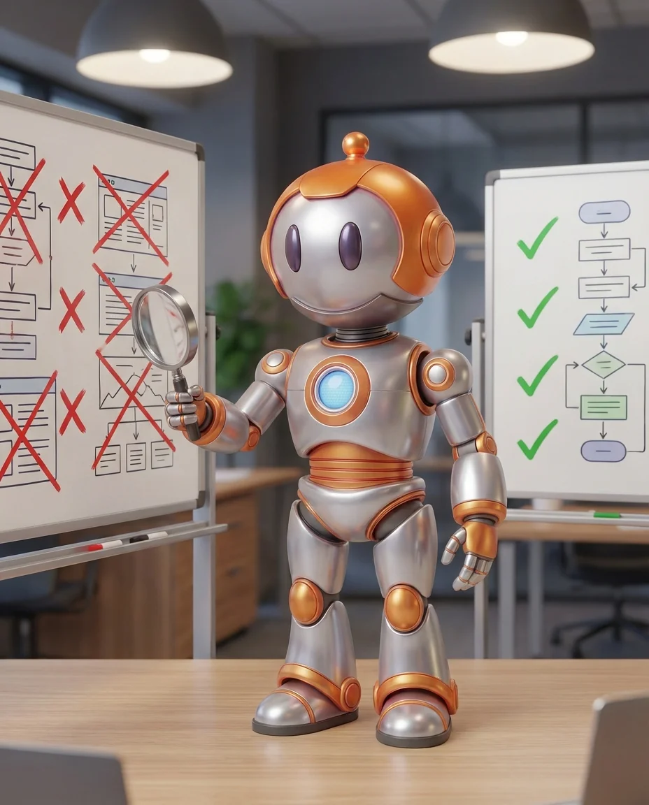 Digitalisierungsprojekte scheitern: BD-Roboter analysiert Fehlerursachen auf Whiteboard