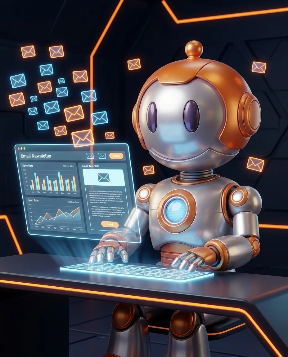 Roboter versendet E-Mail-Kampagne für KMU mit Newsletter-Dashboard