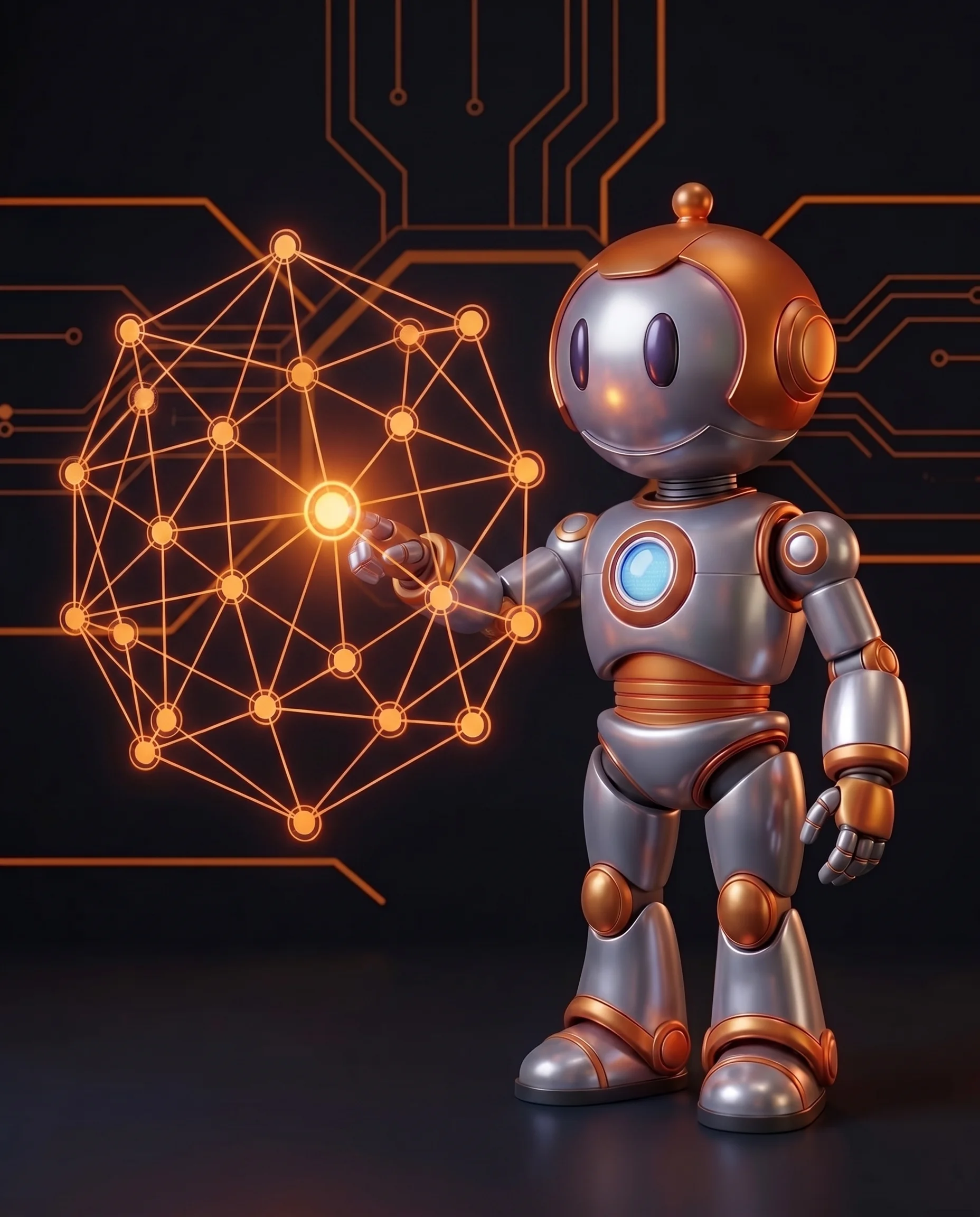 Roboter vergleicht Kostenkurven auf zwei Monitoren, Sinnbild eigenes CRM statt Salesforce oder HubSpot
